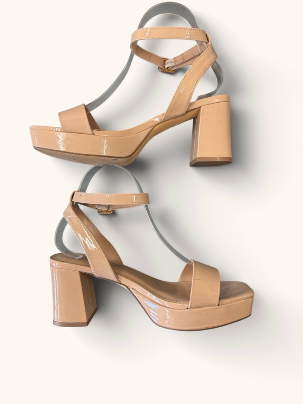 Rachel Zoe platform patent-leather  square toe block heel Blush 7.5 - Picture 2 of 14